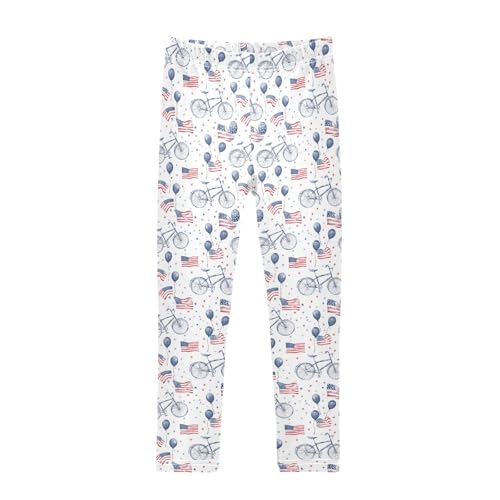 Bicycle Balloon Flag Girls Leggings Athletic Pants Tights Stretch Bottom