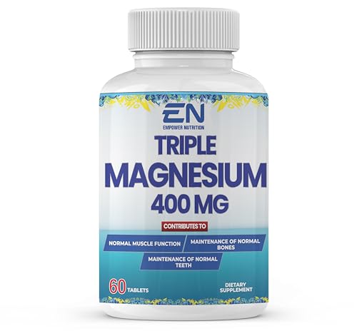 Empower Nutrition Triple Magnesium 400 mg - Triple Magnesium Complex Tablets | Muscle Function Bones & Teeth Support Non-GMO (60 Vegan Tablets)