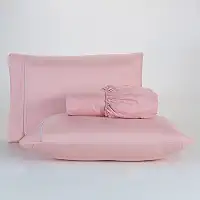 Jogo De Lençol 400 Fios Percal Poliéster Liso Toque Macio com Elástico Diversos Tamanho Solteiro Casal Queen King Size (Solteiro, Rose)