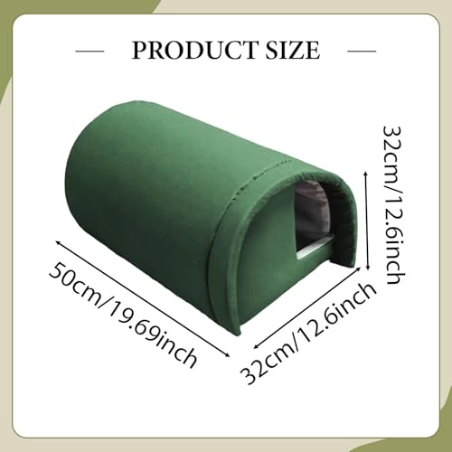 ShengQuanHao Warmes Katzenbett Aus Oxford Gewebe, Vielseitiges Versteck für Draußen, Warmer Zwinger für Park, Garage, Garten, Kleintiernest, GrÜn, 50x32x32cm-3
