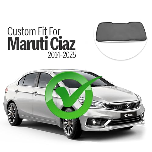 Image of Autofact Dicky Curtain for Ciaz 2014-2025 | Custom Fit Rear Windshield Sunshade | Foldable Mesh | Privacy & Cooling Car Accessory | Car Rear Sun Shade UV Block Easy Install Durable Black Mesh