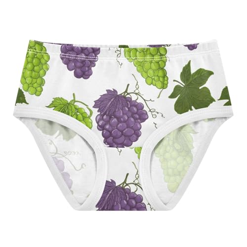 Cotton Toddler Underwear Floral Clusters Green Purple Grapes Vines Panties Little Girl Aesthetic Undies Kids Briefs 2t