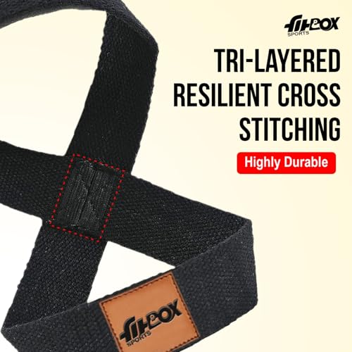 FitBox Sports Figure 8 X Lifting Straps, Black - Image 3