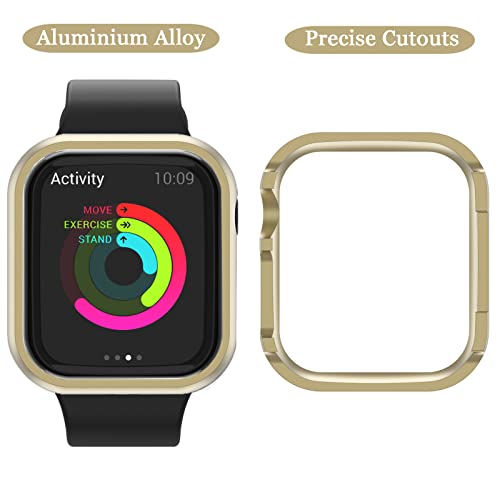 Compatible Apple Watch 8/7 Case 45Mm Gold,Ninki Aluminium Luxury Hard Metal Full Protective Cover For Apple Watch Series 8 45Mm Case Iwatch 8 7 Bumper Case 45Mm For Apple Watch Series 8 7 Women Men #TOP1