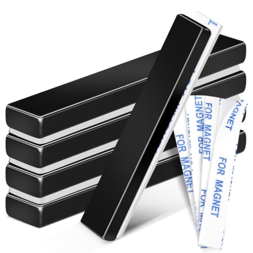 Image of MIKEDE Neodymium Bar Magnets with Adhesive Backing 5 Pack 60x10x5mm Black