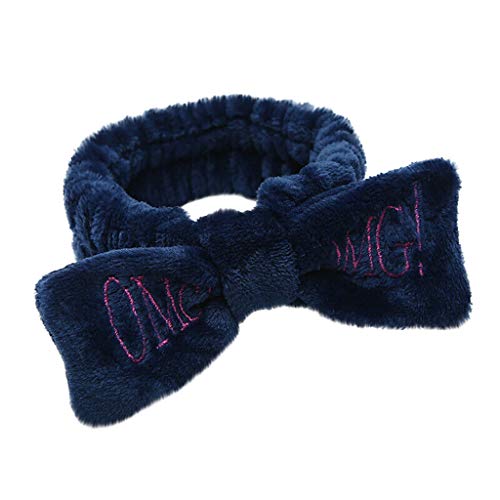 Tinani Headband, Coral Fleece Makeup Headband Cosmetic Headband for Washing Face, Bow Headbands for Shower Cloth Headbands for Women (Black)