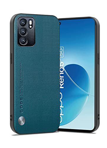 Puxssul Coque pour Oppo Reno 6 5G, Coque en Cuir Synthétique TPU, Antichoc Anti-Dérapante Ultra Léger Coque pour Oppo Reno 6 5G, pour Hommes Femmes (Bleu) Cover