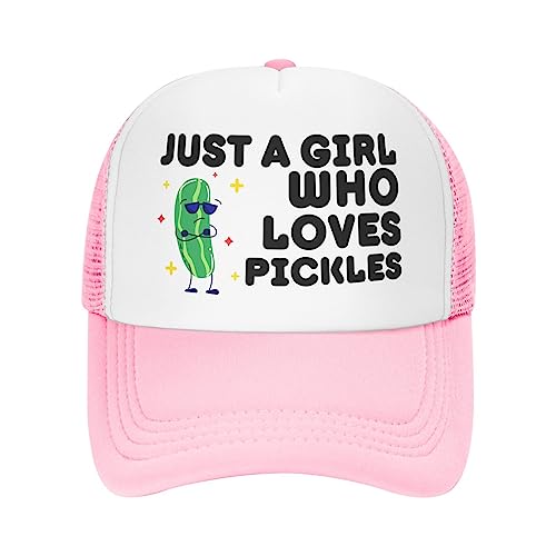 Funny Pickle Trucker Hat Unisex Adult Hats Adjustable Cap for Men and Women Classic Fishing Caps, Pink, M/One size