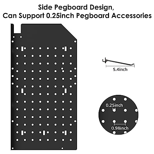 CCCEI Modular Pegboard Rack Power Tool Organizer with Charging Station. 4 Layer Wall Mount Drill Holder, Tool Battery Charger Organizer. Garage Shop Storage Utility Shelf with 10FT Power Strip.
