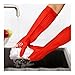 GLGBQMQYPW 1Pair Lengthen Dishwashing Cleaning Silicone Gloves Rubber Dish Washing Glove Scrubber For Household Kitchen Clean Tool(45CM Red,S)