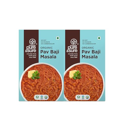 Image of Pure & Sure Organic Pav Bhaji Masala Powder 200G | Delicious & Aromatic Pao Bhaji Masala Mix with Natual Oils | Instant Ready to Use | No Artificial Flavorful & No Colour (100g X pack of 2)