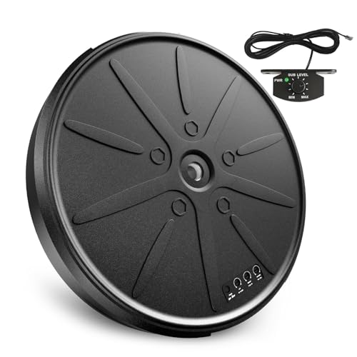 Junsun 800W Powered 12 Spare Tire Car Subwoofer with Built-in Amp & Remote - Anti-Theft Hidden Design Deep Bass Easy Plug & Play Install for Most Vehicles (Includes Wire Kit)
