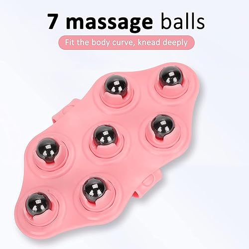 Image of RIVAAN's Palm Shaped Massage Glove, a portable manual massager with 7x 360-Degree magnetic roller balls for a deep tissue massage, for relieving muscle pain of the entire body (Pink - 1 Pcs)
