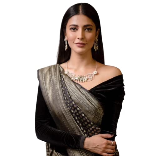 Image of Flosive Women's Present Banarasi Soft Lichi Silk Saree Beautiful Jacquard Rich Pallu Design Work Zari Woven Kanjivaram Silk Style Saree Jalar With Soft Lichi Silk Blouse Piece