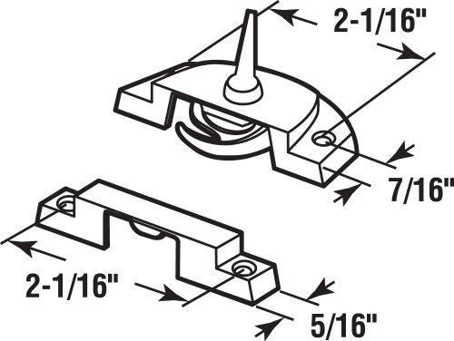 Prime-Line F 2588 Sash Lock, 2-1/16 Inch Hole Centers, Fits Single And Double Hung Vinyl Windows, Diecast, White, (Single Pack) #TOP1