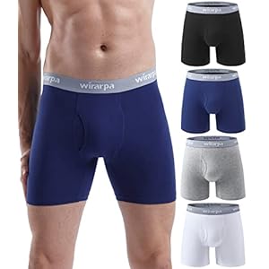 wirarpa Calzoncillos Hombre Boxer Algodon Ropa Interior Cómoda para Hombres Sin Etiquetas Abrir La Mosca Pack de 4