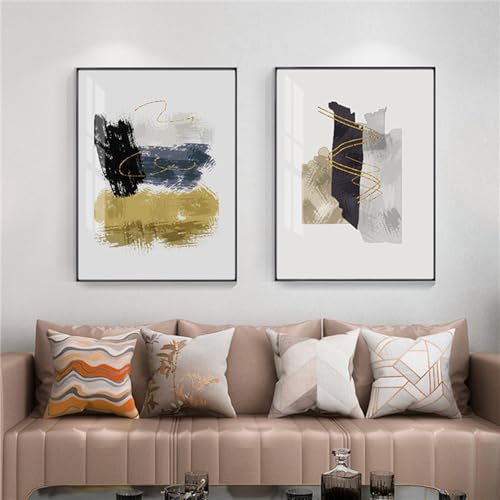 Affiche abstraite moderne jaune et bleu pour salon chic et bureau