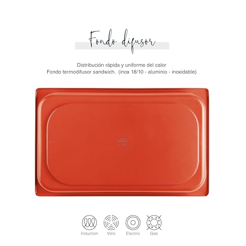Cubeta induction Lacor roja con antiadherente QuanTanium para horno 6
