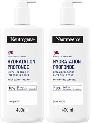 Lait corps Neutrogena hydratation profonde peaux sensibles lot de 2 flacons sans parfum