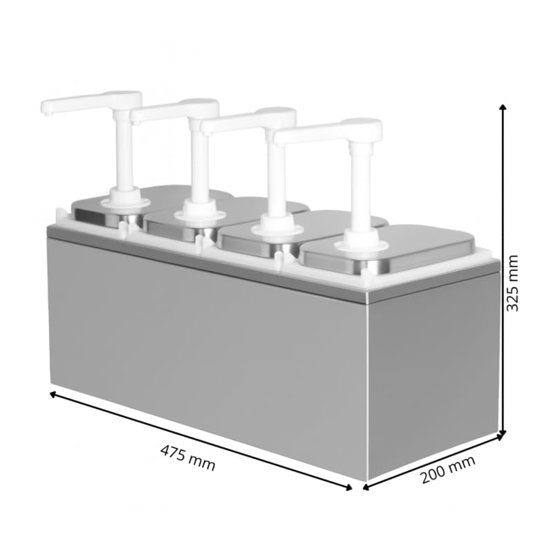 Distributeur de Sauce Professionnel – 4 Pompes – 4 × 2 L – Inox & Plastique – Modèle 4 Têtes
