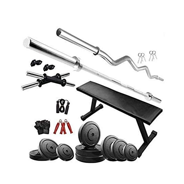 HASHTAG FITNESS Home Gym 30 kg Rubber Weight Combo Set with Included