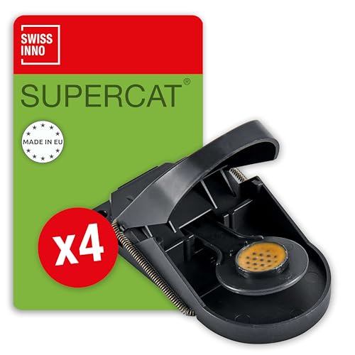SWISSINNO Piège à Souris SuperCat - Tapette Souris - Efficace + Réutilisable avec Appât au Beurre de Cacahuète - Capture Rapide - Utilisation Intérieure...