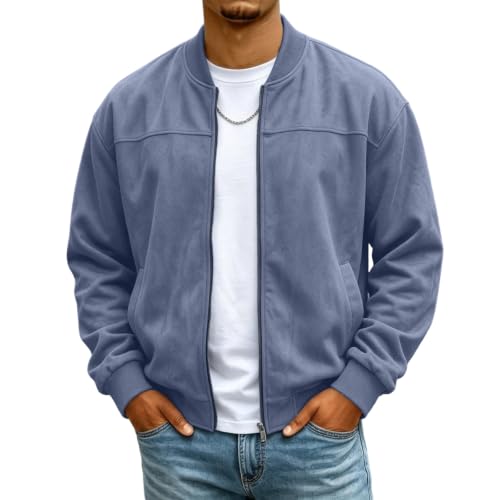 Mens Bomber Jacket Zip Up Business Casual Light Jackets with Pockets 2026 - image 1