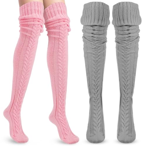 Calcetines de mohair por encima de la rodilla para mujer calcetines de punto altos de invierno