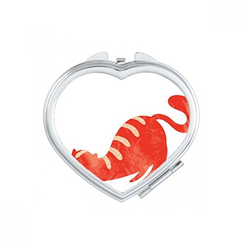 Miroir de poche mignon extensible orange avec chat pour maquillage - 2