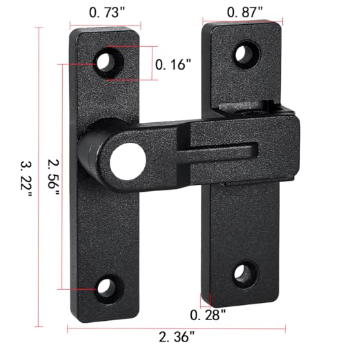 Image of Black Flip Barn Door Lock-180 Degree Barn Door Lock Privacy Security Latch - Elegant Gate Latch Hardware for Barn Doors,Gardens,Windows,Cabinets,Bathrooms,and Sliding Doors(Luminous)