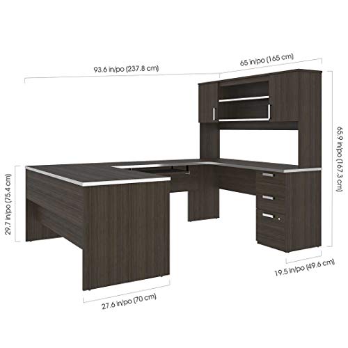 Bestar, Universel Collection, Executive Computer Desk With Pedestal And Hutch #TOP2