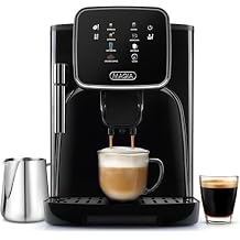 Zulay Kitchen Magia Clasica Automatic Espresso Machine with Built-In Grinder, Touch Panel Coffee Maker, Steam Wand Milk Frother, Adjustable Strength, Self-Cleaning, Black 13" x 17.7" x 9.4"