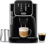 Zulay Kitchen Magia Clasica Automatic Espresso Machine with Built-In Grinder, Touch Panel Coffee Maker, Steam Wand Milk Frother, Adjustable Strength, Self-Cleaning, Black (13' x 17.7' x 9.4')