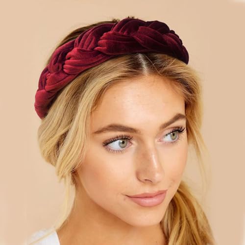 Image of DRESHOW Velvet Braided Headband Women Hair Hoop Elastic Hair Bands Fashion Headbands for Women
