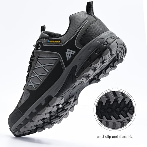 Image of Queday Mens Waterproof Lightweight Hiking Shoes | Breathable, Anti-slip Rubber outsole, Cushioned EVA midsoles, Ideal for daily trail, camping, and climbing