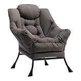 HollyHOME Modern Extra Large Cotton Fabric Lazy Chair，Accent Contemporary Lounge Chair, Reinforced