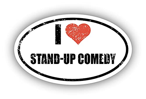 I Love Stand-Up Comedy I Heart Euro Oval Sticker Vinyl 3M Decal 3 in x 5 in