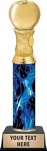 Crown Awards Personalized Apple Trophy, 11" Blue Inferno Apple Trophy Award, Customize Now Prime
