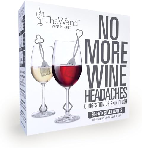 PureWine Wine Wands Purifier, 30 Wine Filters Remover Histamines Sulfite - May Reduce and Alleviate Wine Allergies & Sensitivities - Restores Taste, Perfect Wine Pour, Gifting, Holiday (30 Pack)