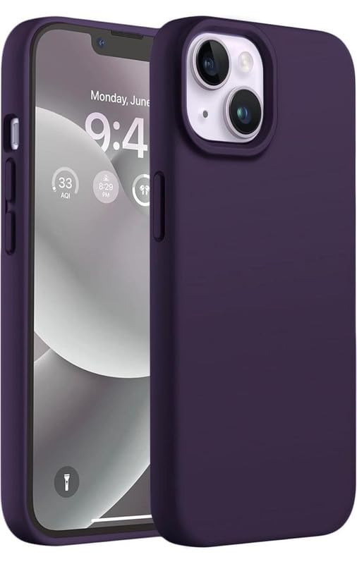 Image of Premium Liquid Silicone Case for iPhone 14 - Slim Full Body Protective Back Cover with Soft Microfiber Lining, Anti-Slip Grip Scratch Resistant Phone Case (Deep Purple)