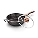CJTMY Woks antiadhésifs et poêles à Frire avec Couvercle, Panier à friture et Support Vapeur, lèchefrite antiadhésive en cuivre au Wok, Couvercle, Wok à Couvercle, (Size : L)