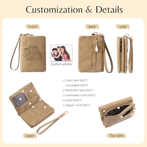 Personalized Photo Wallet for Women – Custom Engraved Leather Wallet with Credit Card Slots, Gift for Mom, Wife, Sister, Daughter, Friends – Birthday, Anniversary, Mother’s Day (Brown)3