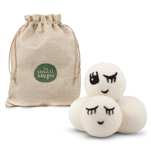 ‘Laundry Ladies’ Wool Dryer Balls, XL – 4 Pack, Reusable, Hypoallergenic, Hand Made from 100% Organic Merino Wool. Baby Safe & Unscented, by In Small Steps.