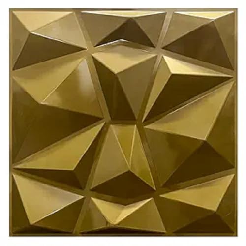 Image of Kayra Decor 3D PVC Wall Panel-Metallic Gold Small Diamond (Size 19.7 inch X 19.7 inch Covers 48.42 Sq.Ft.Pack of 18) PVC Panel for Home Kitchen Studio Saloon Living Room Gaming Room and Office Decor