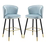 KLJUddGY Barhocker Barhocker, 2er-Set, weicher Samtsitz, Barstuhl, 55/65 cm, Stuhl mit Rückenlehne und Metallbeinen, hoher Hocker, Belastung 150 kg, Küchen-Barhocker Schönheit