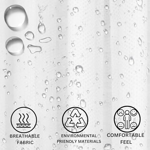 Glamified Waffle White Shower Curtains Mould proof Resistant Washable - Image 4