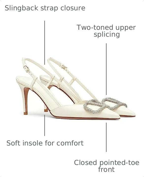 Image of Women Heeled Slingback Sandals V Buckle Closed Pointed Toe Stiletto High Heels Slip-On Backless Evening Prom Party Dress Shoes