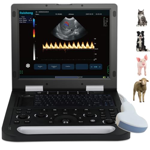 CU5 Veterinary 3D Fully Digital Color Doppler Ultrasound Machine – 15" HD Display, 3.5MHz Probe, B/M/Color/PW Modes, Dual Probe Ports, Pregnancy Detection & Diagnosis for Dogs, Cats, Pigs, Sheep