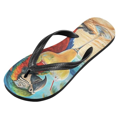 Burbuja Parrot on A Beach Flip Flops for Women Men, Soft Thong Sandals Rubber Slippers for Pool Beach Essentials2