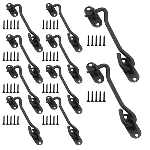 CHUIFAI Lot de 10 crochets de cabine de 10 cm en acier inoxydable noir avec œillet - Petit crochet tempête pour fenêtre, abri de jardin, fenêtre